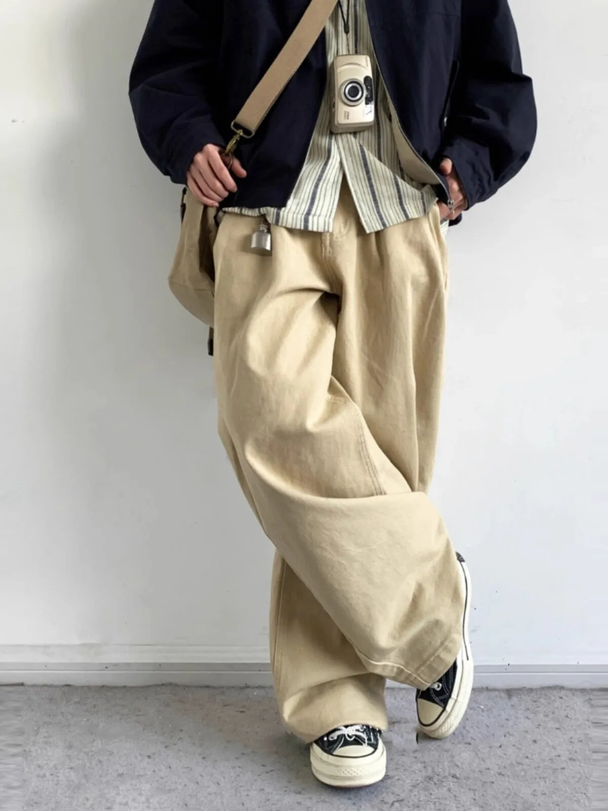 レトロ ストレート ワイドワークパンツ